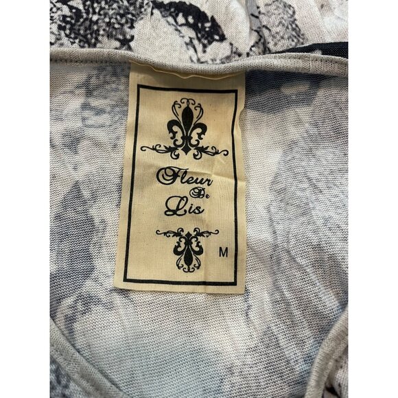 Vtg Fleur De Lis Womens Sz M Mixed Floral Abstract Dress Lace Mesh Tunic - Picture 7 of 9